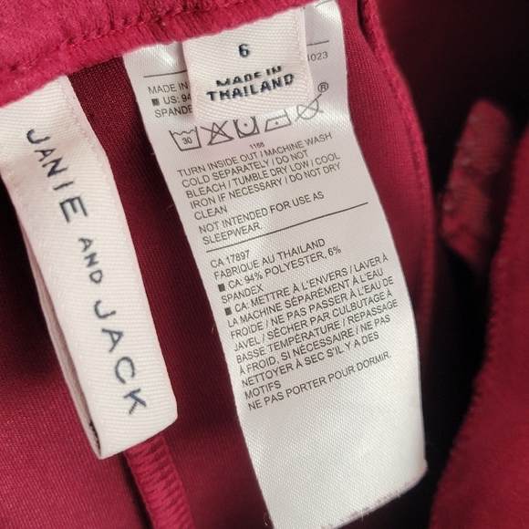 Janie and Jack Girls 6 Rapsberry Faux Suede Skinny Pull-On Pants Leggings - Picture 3 of 4